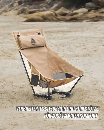 OneTigris Dragonhide Campingstuhl faltbar, Hochlehner, Kojote Braun