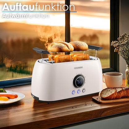 Steinborg Langschlitztoaster SB-2214 mit Brötchenaufsatz, 4 Scheiben