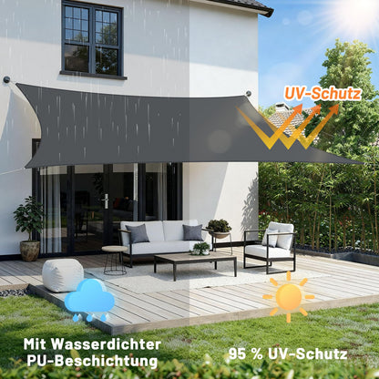 LOVE STORY Sonnensegel wasserdicht 4x4 m quadratisch Anthrazit
