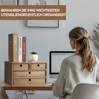 KIRIGEN Holz Schreibtisch-Organizer - 4 Schubladen Dunkelbraun