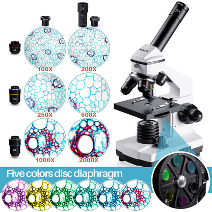 BEBANG 100X-2000X Profi Biologiemikroskop für Kinder & Erwachsene