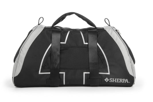 Sherpa Forma Frame Flug Transportbox M – Schwarz. Schwarze IATA-konforme Box für den sicheren Tiertransport von Haustieren im Flugzeug.