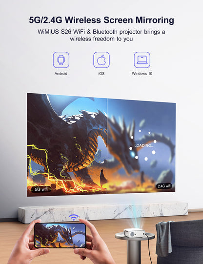 WiMiUS LED Heimkino Projektor – Full HD 4K 12000 Lumen