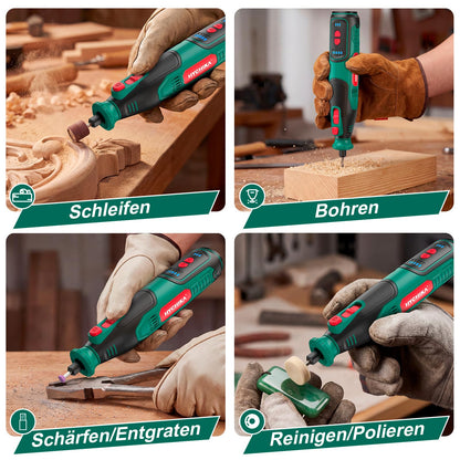 HYCHIKA Akku-Rotationswerkzeug 8V TX111 mit 145-teiligem Zubehör
