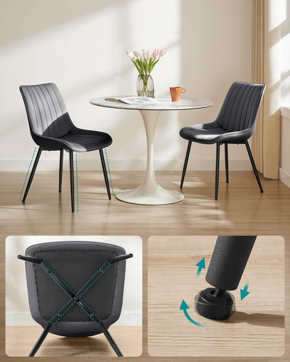 SONGMICS Esszimmerstuhl 2er Set LDC090G05 - Samt Grau-Tintenschwarz