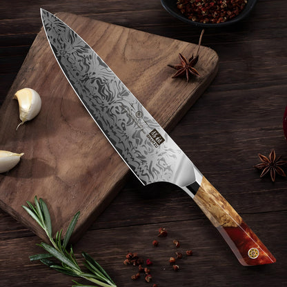 SHAN ZU Japanisches Damastmesser SG2 Kochmesser – WHITE TIGER 20cm