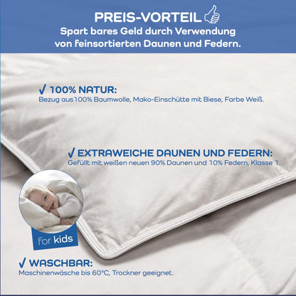 böhmerwald LINEA Kids Kleinkind Daunebett – 100x135 cm Weiss