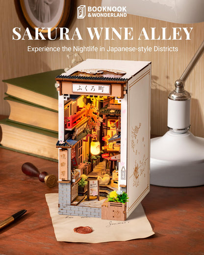 ROBOTIME Book Nook Kit Sakura Wine Alley DIY Miniaturhaus Bausatz