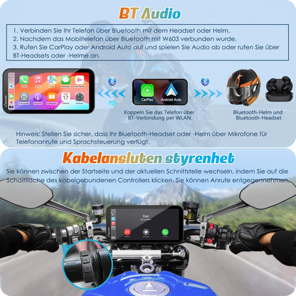 Carpuride W603 Motorrad-Display für CarPlay/Android Auto - 6.3 Zoll