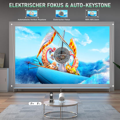 Mini Beamer 1080P Projektor - Netflix-zertifiziert, Autofokus