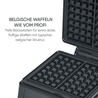 SEVERIN WA 2130 Waffeleisen für belgische Waffeln, schwarz/Edelstahl