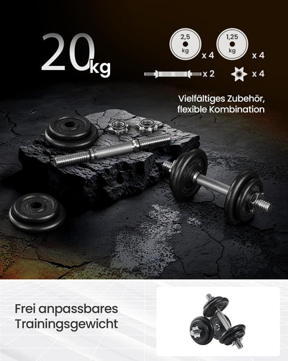 SONGMICS Kurzhanteln SYL20T, Hantelset aus Gusseisen, 2 x 10 kg