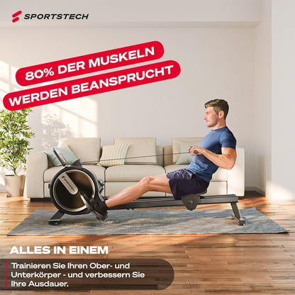 Sportstech PROwer Rudergerät – 32 Stufen Magnetwiderstand