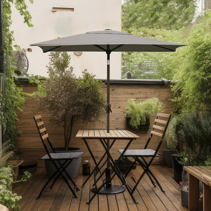 Sekey Sonnenschirm rechteckig 210 × 140 cm mit Kurbel, Cappuccino