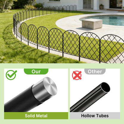 Thealyn Gartenzaun Metall Steckzaun, 10 Paneele, 3,3 m, schwarz