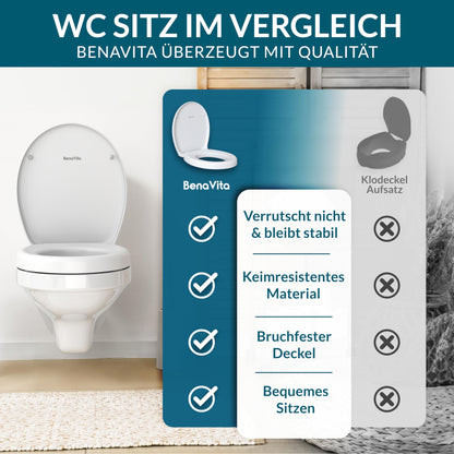 BenaVita Premium WC Sitzerhöhung 5 cm - Duroplast Absenkautomatik