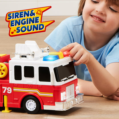 JOYIN Feuerwehrauto-Spielzeug mit 83 cm Leiter, Licht und Sound