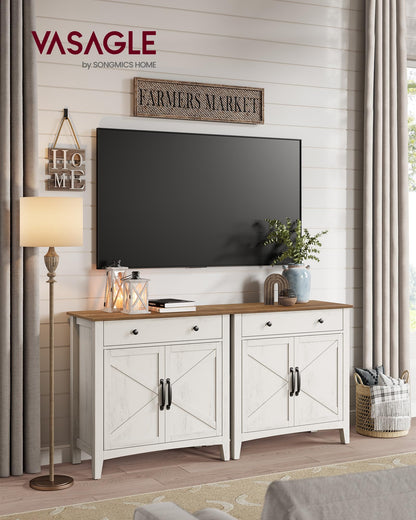 VASAGLE Küchenschrank BBK341W01 Sideboard – vintageweiss-honigbraun