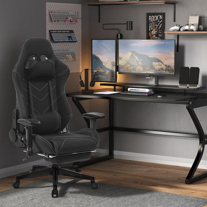 WOLTU Gaming Bürostuhl Stoff Schwarz – Fussstütze