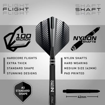 Red Dragon Razor Edge Black Steel Darts 24 g mit Flights und Schäften