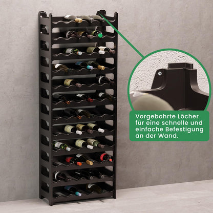 ARTECSIS Weinregal Stapelregal Kunststoff - 72 Flaschen Schwarz