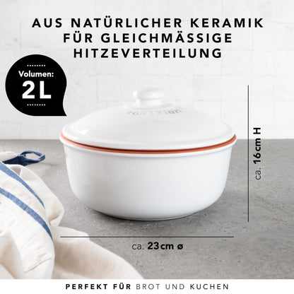 Römertopf Brotbacktopf aus Naturton, Weiss – Max. 1000g Backgut