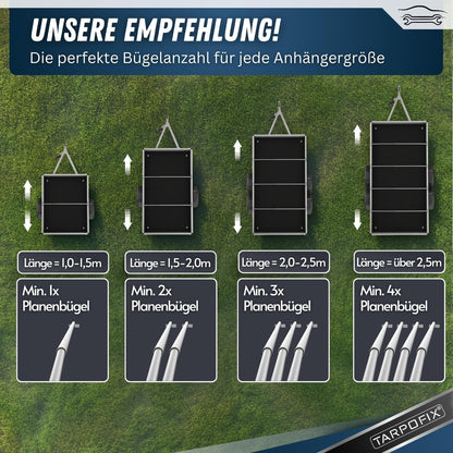 Tarpofix® Anhänger Flachplanenbügel Alu Teleskop 140-210 cm
