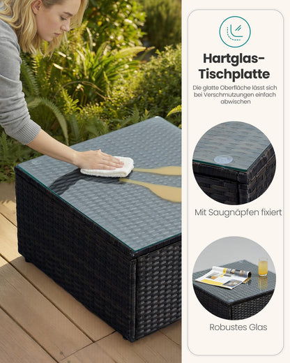 SONGMICS Gartenmöbel-Set GGF005B04, Polyrattan-Lounge, schwarz-grau