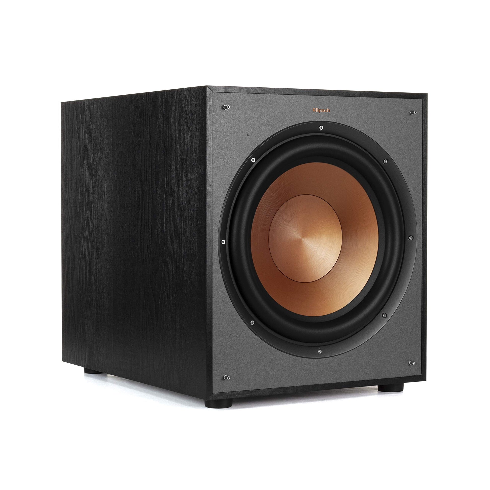 Klipsch R-120SW – Aktiver 12 Zoll Bassreflex Subwoofer. Kubisch, schwarz für kräftige Tieftonwiedergabe im Heimkino.