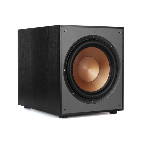 Klipsch R-120SW – Aktiver 12 Zoll Bassreflex Subwoofer. Kubisch, schwarz für kräftige Tieftonwiedergabe im Heimkino.