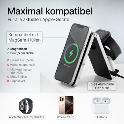 TEGLER Aluminium MagSafe Ladestation für Apple Watch und iPhone Y666