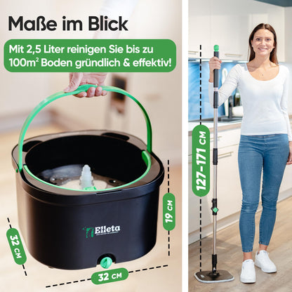 Wischmopp Set mit Eimer 2-Kammer – 360° Mikrofaser