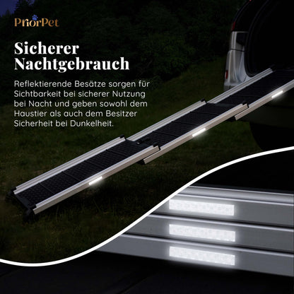 Hunderampe Auto Teleskop Klappbar Alu – Schwarz für grosse Hunde