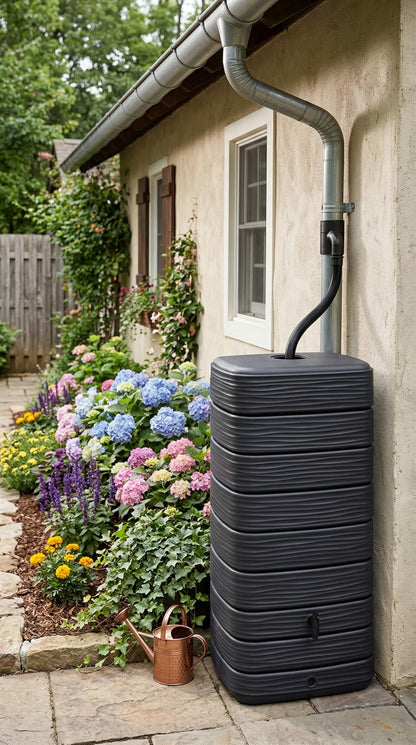 Ondis24 Regenwasser-Wandtank Eco 650 Liter Graphit mit Wasserhahn
