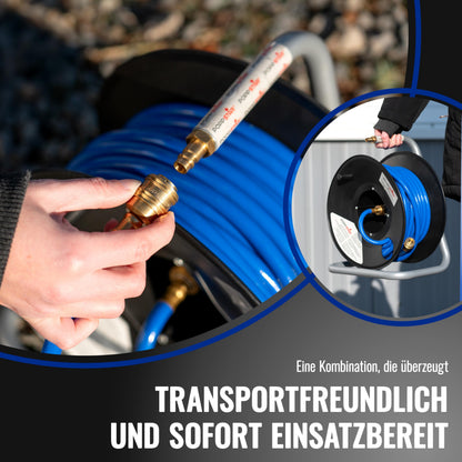 Poppstar Druckluftschlauchtrommel 20 m manuell, PVC-Schlauch, 1/4 Zoll