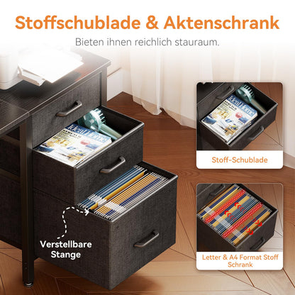 Coleshome Computertisch 120x48cm mit 3 Schubladen - Schwarz