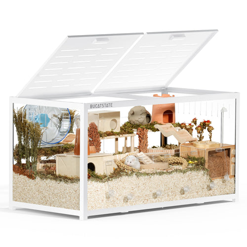 BUCATSTATE Hamsterkäfig 3,0 Gross Nagerkäfig - Weiss. Weisser rechteckiger Käfig für artgerechten Nagetier-Lebensraum.