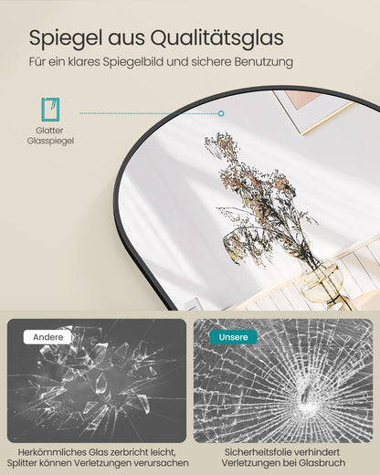 SONGMICS Ganzkörperspiegel, Standspiegel 160 x 50 cm, schwarz