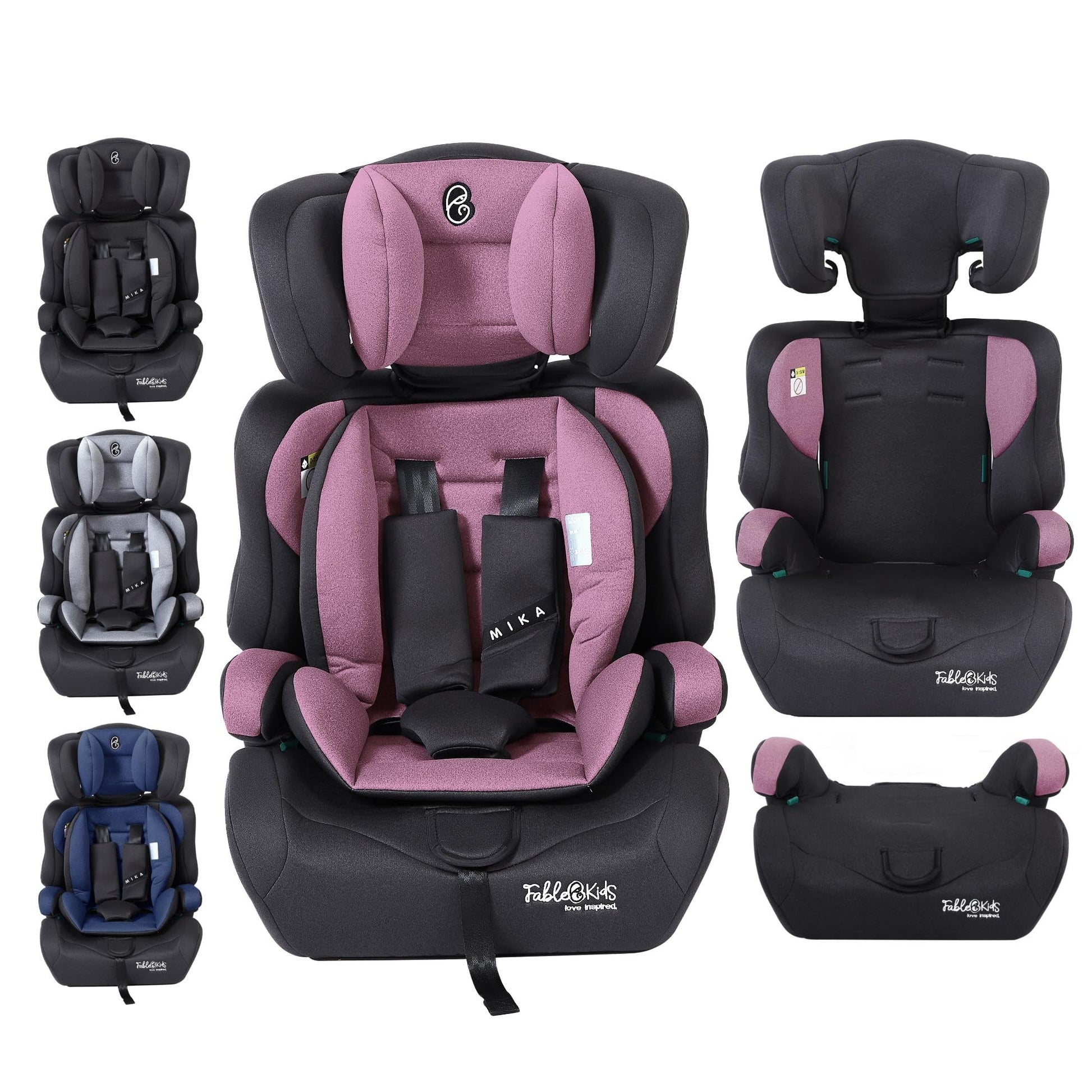 FableKids 9-36kg 76-150cm ECE R129/03 Kinderautositz - Pink. Rosa Kindersitz für sicheren Transport im Auto.