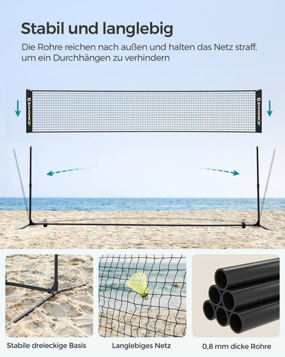SONGMICS Badmintonnetz, Volleyballnetz, 5 m, höhenverstellbar
