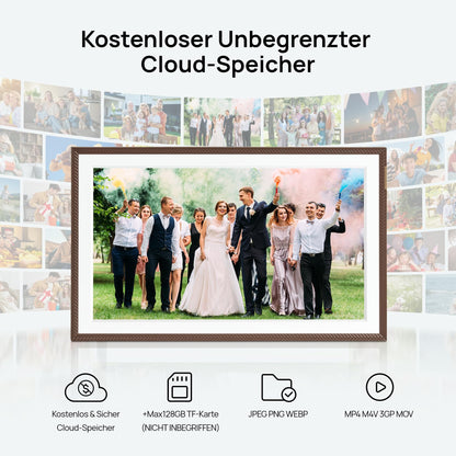 ARZOPA D15 Digitaler Bilderrahmen - 15.6 Zoll Touchscreen Braun