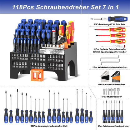 SORAKO Schraubendreher-Set, 118-teilig, magnetisch, mit Bits