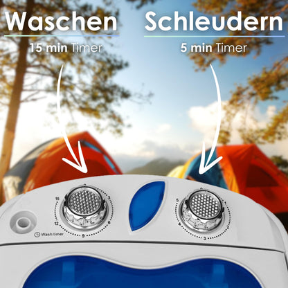 EcoWash Mini Waschmaschine Reisewaschautomat – 3 kg, Schleuder, 2 Kammern
