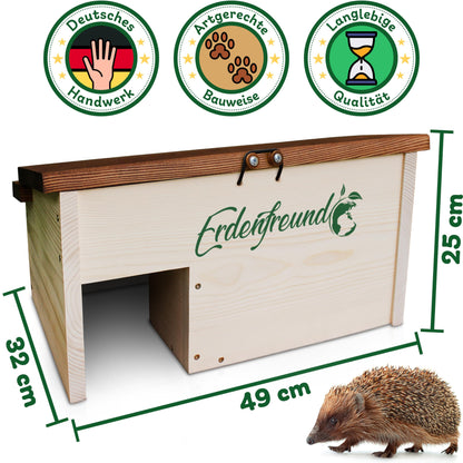 Erdenfreund® Igelhaus – Labyrinth, sicheres Dach für Winterschlaf & Nisten