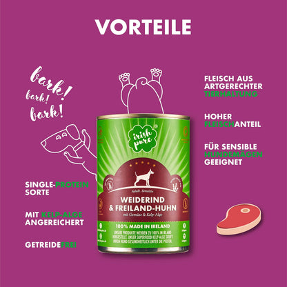 Irish Pure Premium Nassfutter Weiderind getreidefrei 12x 390g