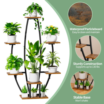 JUSTOGO Eck-Pflanzenständer 7-stöckig mit Wachstumslichtern