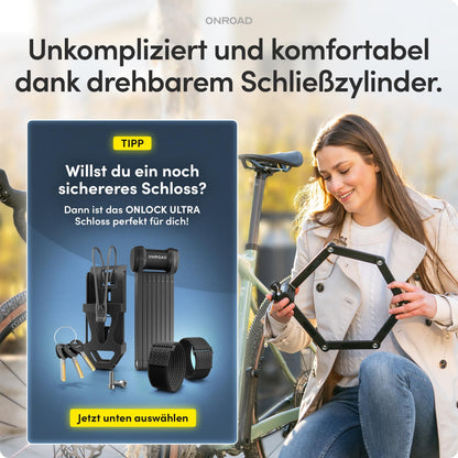 ONROAD Onlock Pro Faltschloss 85 cm – Fahrradschloss mit Halterung