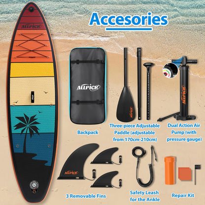 ALLPICK Premium SUP Board Set Aufblasbar - OrangeAbendröte