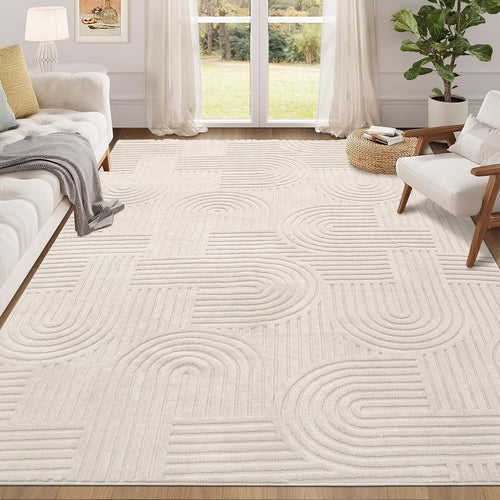Enyhom Wohnzimmer Teppich 3D Optik – 140x200 cm Beige