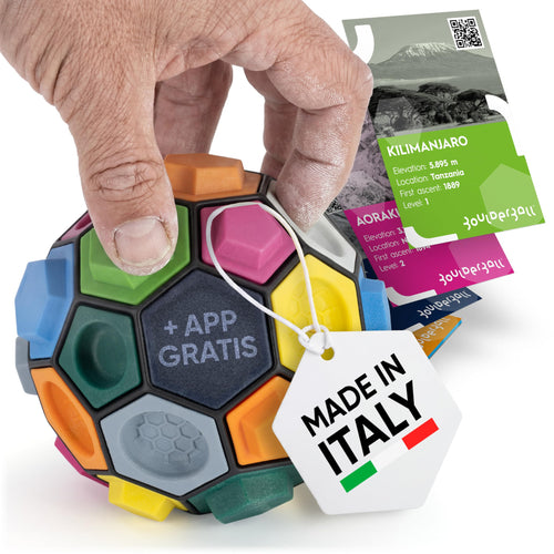 BOULDER BALL Boulderball Basic Kletterball Geschicklichkeitsspiel mit Klettergriffen am Ball